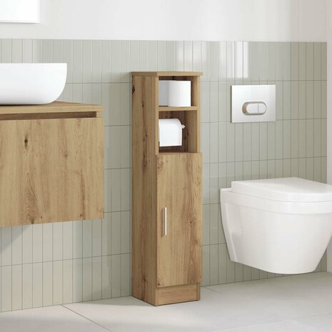 Badkamerkast met rolhouder 20,5x22x90 cm artisanaal eikenkleur 3