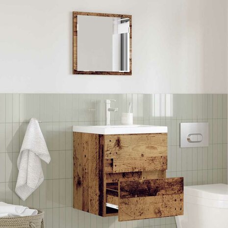 Badkamerkast met lade Oud Hout 41 x 38,5 x 45 cm Bewerkt hout 1