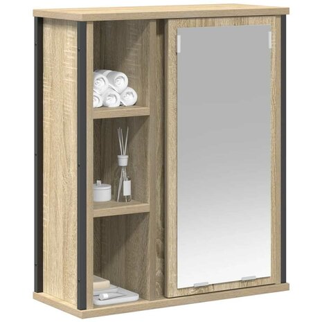 Badkamerwandkast met spiegel 50x21x60 cm sonoma eikenkleurig 4
