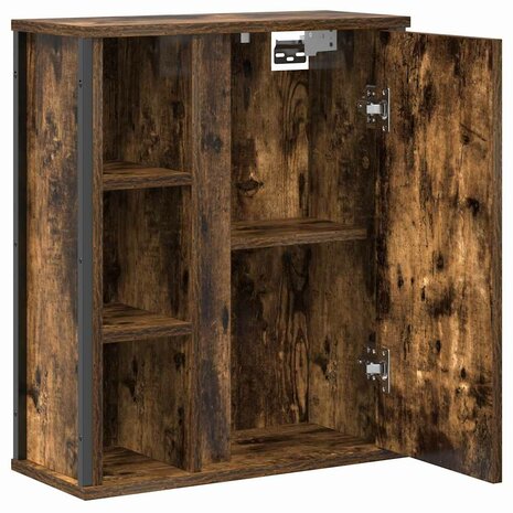 Badkamerwandkast met spiegel 50x21x60 cm gerookt eikenkleurig 5