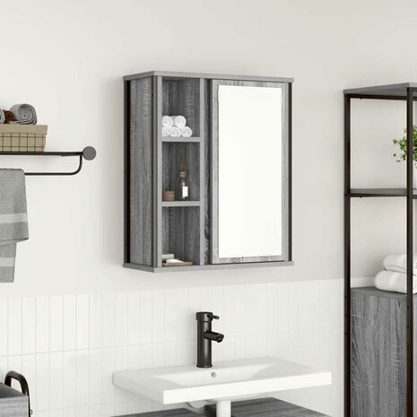Badkamerwandkast met spiegel 50x21x60 cm Sonoma grijs 1
