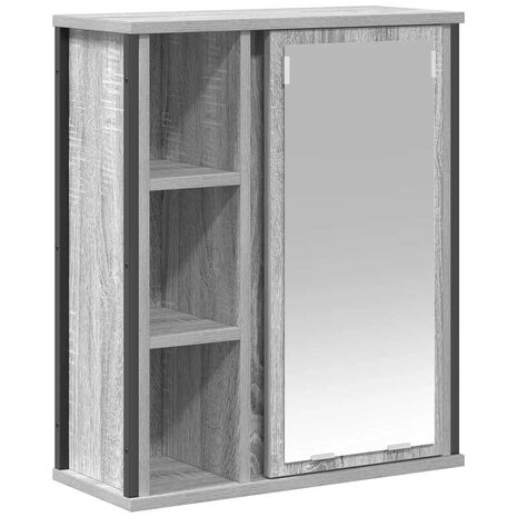 Badkamerwandkast met spiegel 50x21x60 cm Sonoma grijs 2