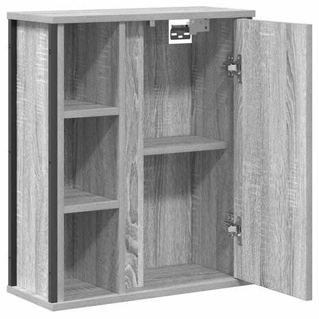Badkamerwandkast met spiegel 50x21x60 cm Sonoma grijs 5