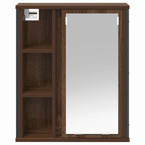 Badkamerwandkast met spiegel 50x21x60 cm bruin eikenkleurig 6