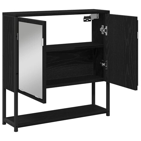Spiegelkast met plank Zwart Eiken 60 x 16 x 60 cm Bewerkt hout 5