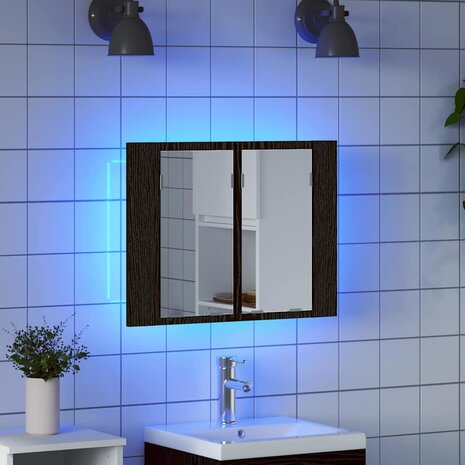 Badkamer spiegelkast Zwart Eiken 60 x 12 x 45 cm Bewerkt hout 5