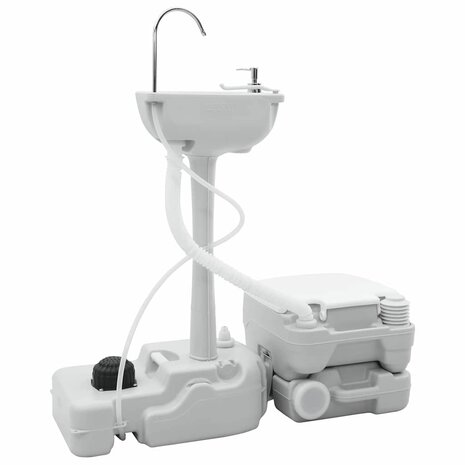 Camping Toilet Set 2 pcs Grijs en Wit 2
