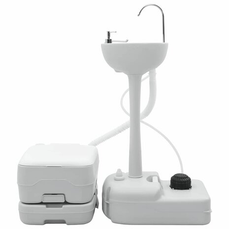 Camping Toilet Set 2 pcs Grijs en Wit 3