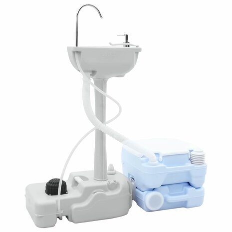 Camping Toilet Set 2 pcs Blauw en Wit 2