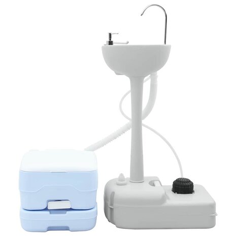 Camping Toilet Set 2 pcs Blauw en Wit 3