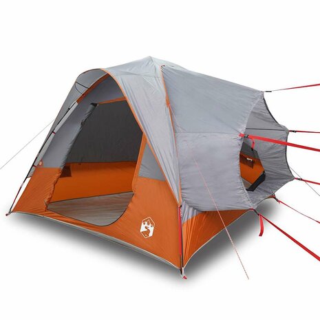 Autotent 4-persoons waterdicht grijs en oranje 2