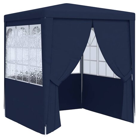 Partytent met zijwanden professioneel 90 g/m&sup2; 2,5x2,5 m blauw 2