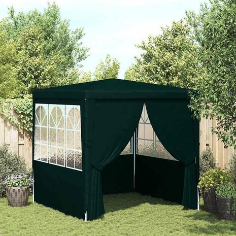 Partytent met zijwanden professioneel 90 g/m&sup2; 2,5x2,5 m groen 1