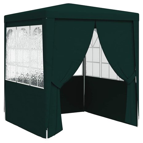 Partytent met zijwanden professioneel 90 g/m&sup2; 2,5x2,5 m groen 2