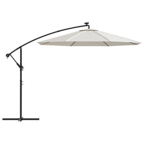 Zweefparasol met LED-verlichting en metalen paal 300 cm zand 4