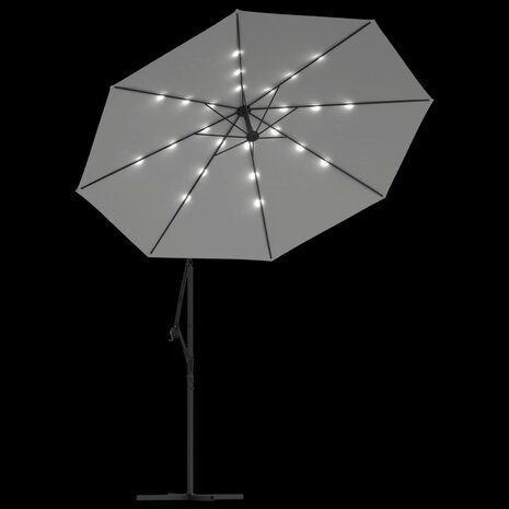 Zweefparasol met LED-verlichting en metalen paal 300 cm zand 6