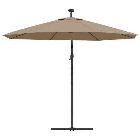 Zweefparasol met LED-verlichting stalen paal 300 cm taupe 6