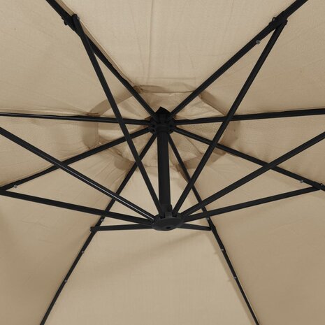Zweefparasol met LED-verlichting stalen paal 300 cm taupe 8