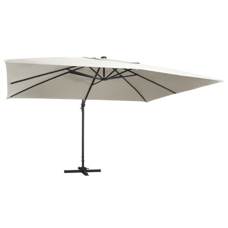 Zweefparasol met LED en aluminium paal 400x300 cm zandkleurig 1