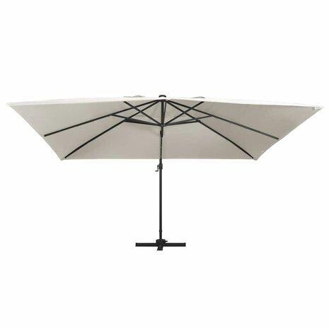 Zweefparasol met LED en aluminium paal 400x300 cm zandkleurig 2