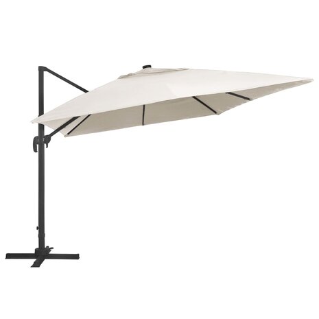 Zweefparasol met LED en aluminium paal 400x300 cm zandkleurig 3