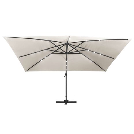 Zweefparasol met LED en aluminium paal 400x300 cm zandkleurig 4
