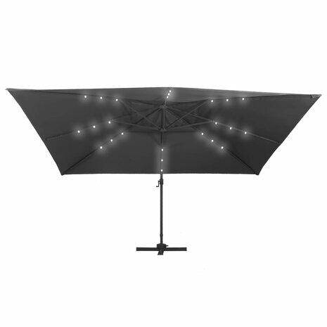 Zweefparasol met LED en aluminium paal 400x300 cm antraciet 4