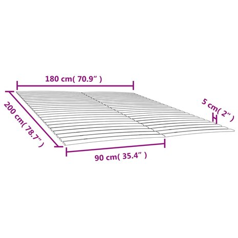 Lattenbodem met 48 latten 2 stuks 90x200 cm 6