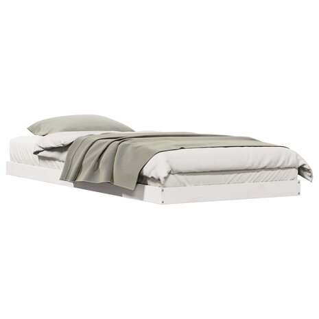 Bedframe Wit 213.5 x 104 x 9 cm Massief grenenhout 2