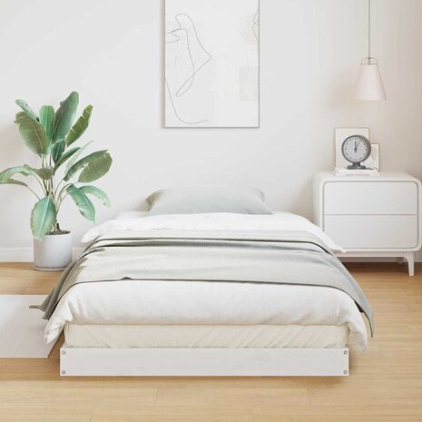 Bedframe Wit 213.5 x 104 x 9 cm Massief grenenhout 3
