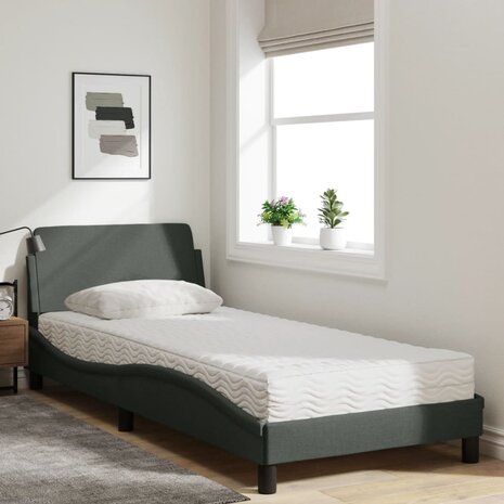 Bed met matras "Dover" stof donkergrijs 80x200 cm 3