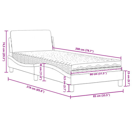 Bed met matras "Dover" stof donkergrijs 80x200 cm 9