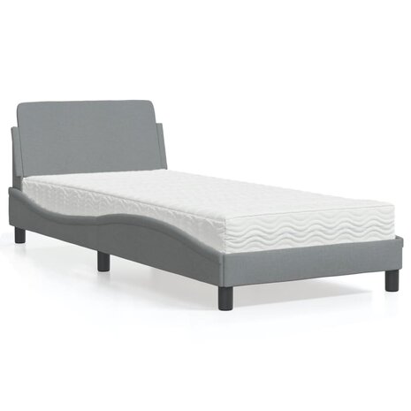 Bed met matras "Dover" stof lichtgrijs 90x190 cm 2