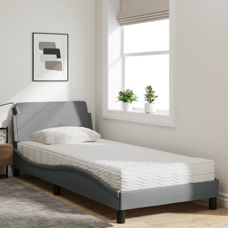 Bed met matras "Dover" stof lichtgrijs 90x190 cm 3