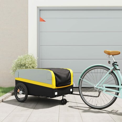 Fietstrailer 45 kg ijzer zwart en geel 1
