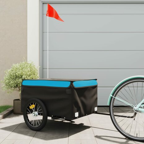 Fietstrailer 45 kg ijzer zwart en blauw 1