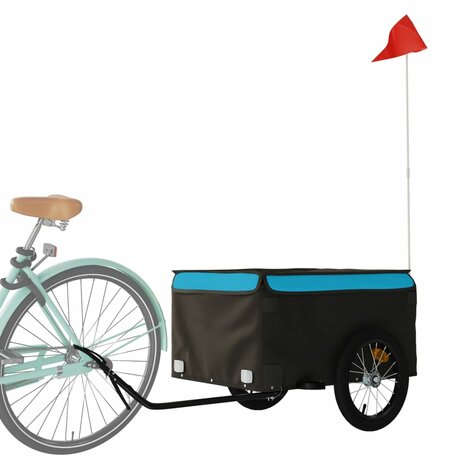 Fietstrailer 45 kg ijzer zwart en blauw 3