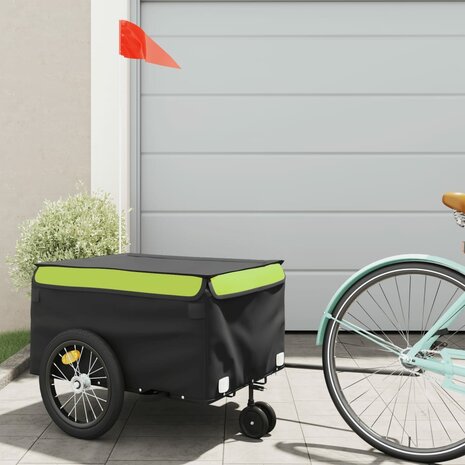 Fietstrailer 45 kg ijzer zwart en groen 1
