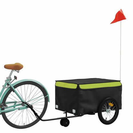 Fietstrailer 45 kg ijzer zwart en groen 3