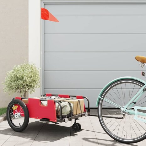 Fietstrailer oxford stof en ijzer rood 1