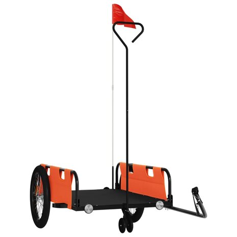 Fietstrailer oxford stof en ijzer oranje en zwart 2