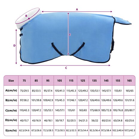 Paardendeken Volledige Aqua 105 cm Polar fleece 9