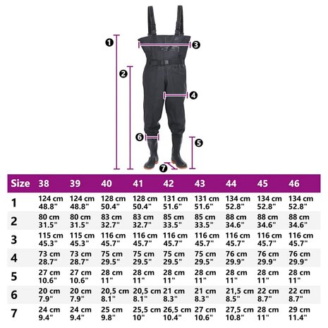 Waadpak met laarzen en riem maat 43 zwart 9