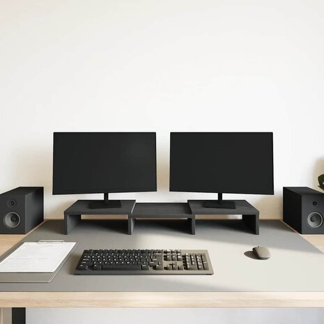 Monitorstandaard verstelbaar zwart eiken 60x24x10,5 cm bewerkt hout 3