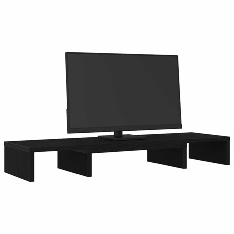 Monitorstandaard Verhoger Verstelbaar Zwart Eiken 80x24x10,5 cm 4