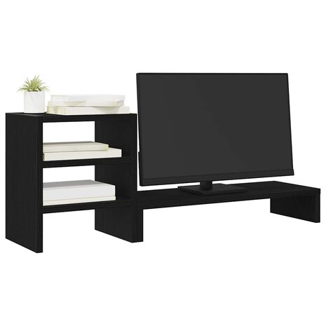 Monitorstandaard met bureau-organizer, zwart eikenhout 4