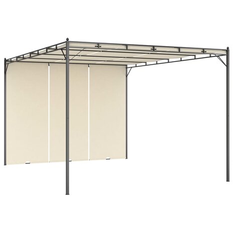 Tuinprieel met zijgordijn 4x3x2,25 m cr&egrave;me 1