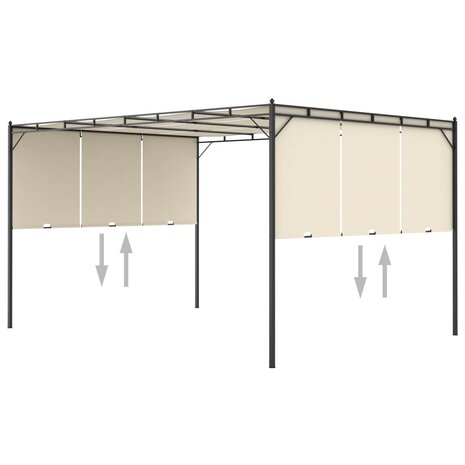 Tuinprieel met zijgordijn 4x3x2,25 m cr&egrave;me 6