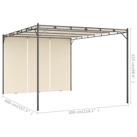 Tuinprieel met zijgordijn 4x3x2,25 m cr&egrave;me 8