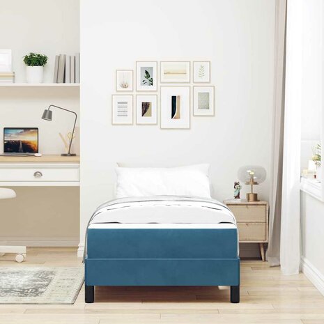 Boxspringbed met matras Donkerblauw 80 x 200 cm Stof 3